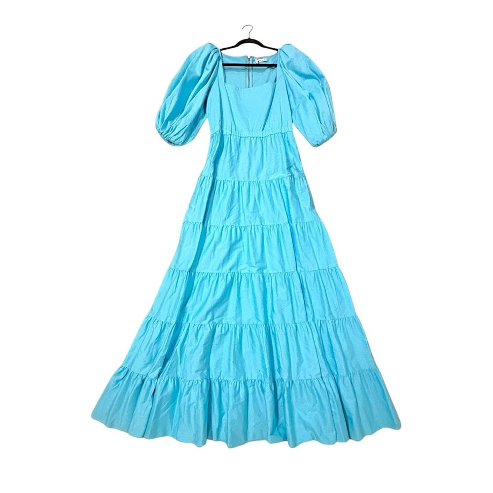 NWT ALICE + OLIVIA Shayla Tiered Gathered Cotton-blend Maxi Dress - Picture 6 of 15